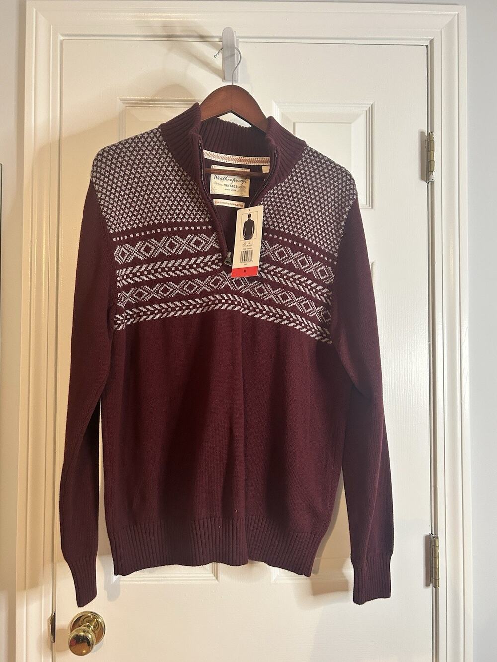 Weatherproof Vintage Fair Isle Quarter Zip Sweater NWT Mens M